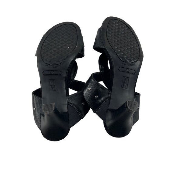 A2 By Aerosoles Black Leather Studded Heeled Sandals 7.5 Heel Rest Technology - Picture 6 of 6
